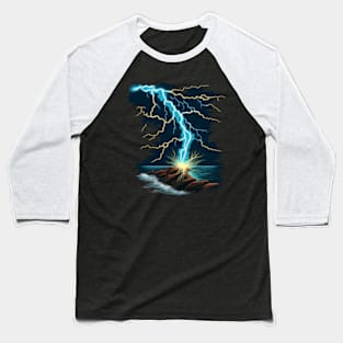 Lightning Bolt Sea Mountain Baseball T-Shirt